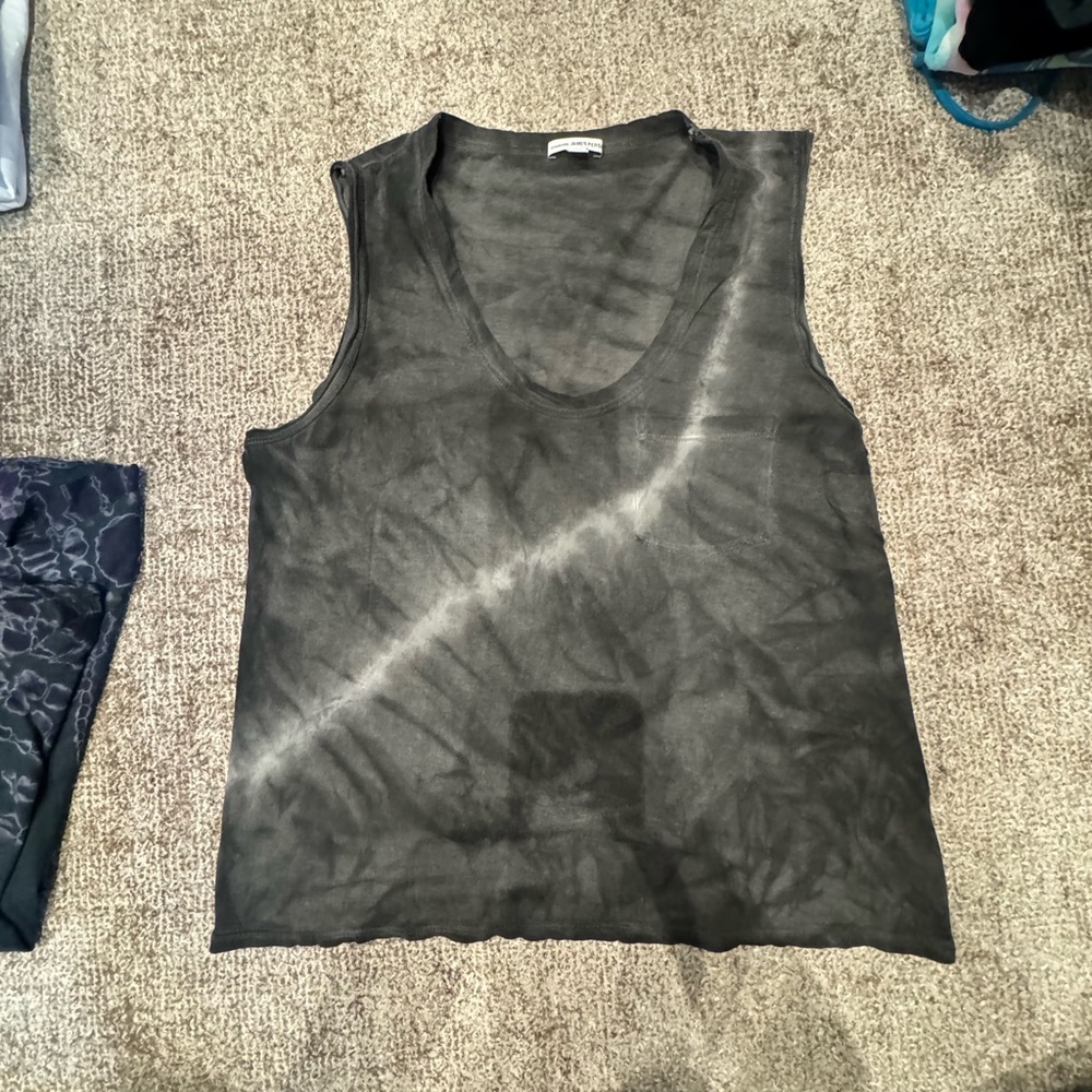James Perse Charcoal Tie-Dye Muscle Tee